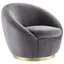 Gold Gray 30" Luxe Velvet Metal Swivel Accent Chair