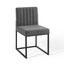 Medium Black Charcoal Upholstered Metal Side Chair