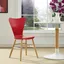 Cascade Mid-Century Red Bentwood Dining Chair with Light Wood Legs