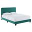 Luxe Glam Deco Teal Velvet Full Platform Bed with Channel Tufting