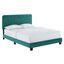 Teal Velvet Tufted Upholstered King Bed with Wood Frame