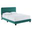 Elegant Teal Velvet Upholstered Queen Bed with Tufted Headboard