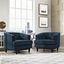 Azure Barrel Armchairs with Walnut Legs, Set of 2