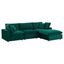 Green Velvet 4-Piece Sectional Sofa with Ottoman