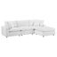 Luxurious White Velvet 4-Piece Sectional Sofa with Ottoman