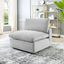 Plush Light Gray Velvet Armless Chair with Solid Wood Base