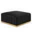 Conjure 37'' Gold and Black Tufted Performance Velvet Ottoman