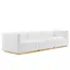 White Velvet Tufted Sofa with Gold Base, 119"