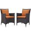 Convene Espresso Orange Synthetic Rattan Outdoor Patio Armchair Set