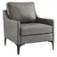 Sloane Mid-Century Gray Leather Accent Chair with Metal Legs