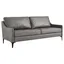 Mid-Century Modern Gray Leather Sofa with Removable Cushions