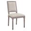 Beige Upholstered Wood Dining Side Chair with Turned Legs