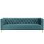 Delight 89.5'' Sea Blue Tufted Performance Velvet Sofa with Gold Legs