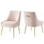 Elegant Pink Velvet Upholstered Dining Chair Set with Brushed Gold Legs