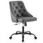 Gray Tufted Vegan Leather Swivel Office Chair