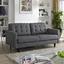 Gray Tufted Fabric Loveseat with Solid Wood Legs