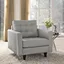 Light Gray Tufted Leather Armchair with Wood Legs