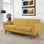 Citrus Yellow Tufted Fabric Loveseat with Wood Legs