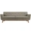 Granite Gray Tufted Fabric Sofa with Removable Cushions