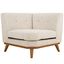 Beige Mid-Century Modern Upholstered Fabric Corner Chair