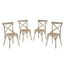 Gray Elm Wood Cross Back Dining Side Chair Set