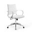 Modern White Faux Leather Mid-Back Office Swivel Chair with Chrome Base