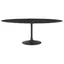 Black Oval Artificial Marble Dining Table with Metal Pedestal Base