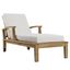 Natural Teak Outdoor Chaise Lounge with White Cushions