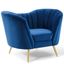 Navy Velvet and Wood Accent Chair with Gold Legs