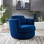 Navy Velvet Swivel Barrel Accent Chair with Wood Base