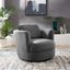 Glam Deco Gray Velvet Barrel Swivel Accent Chair with Wood Accents