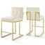 Elegant Gold Ivory Velvet Counter Stool Set with Geometric Base