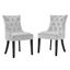 White Tufted Velvet Upholstered Side Chairs with Wood Legs, Set of 2