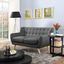 Mid-Century Modern Tufted Loveseat in Stormy Gray with Wood Legs