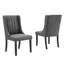 Gray Velvet Upholstered Parsons Side Chair Set with Wood Legs