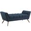 Azure Tufted Fabric Bench with Tapered Wood Legs