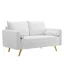 White Velvet Upholstered Loveseat with Gold Legs