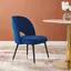 Navy Velvet Upholstered Side Chair with Matte Black Metal Legs