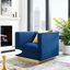 Navy Velvet Accent Chair with Gold Stainless Steel Base