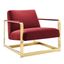 Gold Maroon Velvet Metal Accent Chair