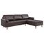 Elegant Tufted Brown Faux Leather 98" Sectional Sofa with Wood Accents