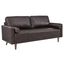 Valour Brown Leather Tufted Sofa with Wood Frame