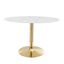 Verne White and Gold Round Marble Dining Table