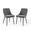 Charcoal Black Velvet Upholstered Dining Chair with Metal Legs, Set of 2