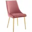 Dusty Rose Velvet Upholstered Dining Chair with Gold Metal Legs