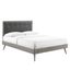 Gray Charcoal Tufted Upholstered Full Wood Platform Bed