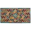 Multicolor Herringbone and Floral Medallion Outdoor Rubber Doormat, 2' x 4'