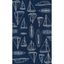 Navy Rectangular Nautical Pattern Outdoor Rug, 5' x 8'