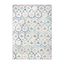 Beige Blue Floral Synthetic 5' x 7' Washable Area Rug