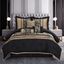 Queen Black and Gold Polyester Comforter Set